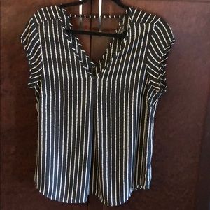 Black and white vertical stripe blouse